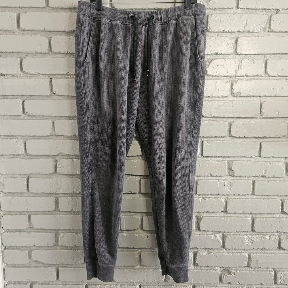 Abercrombie & Fitch Mens XL Soft A&F Fleece Herringbone Joggers Charcoal Grey